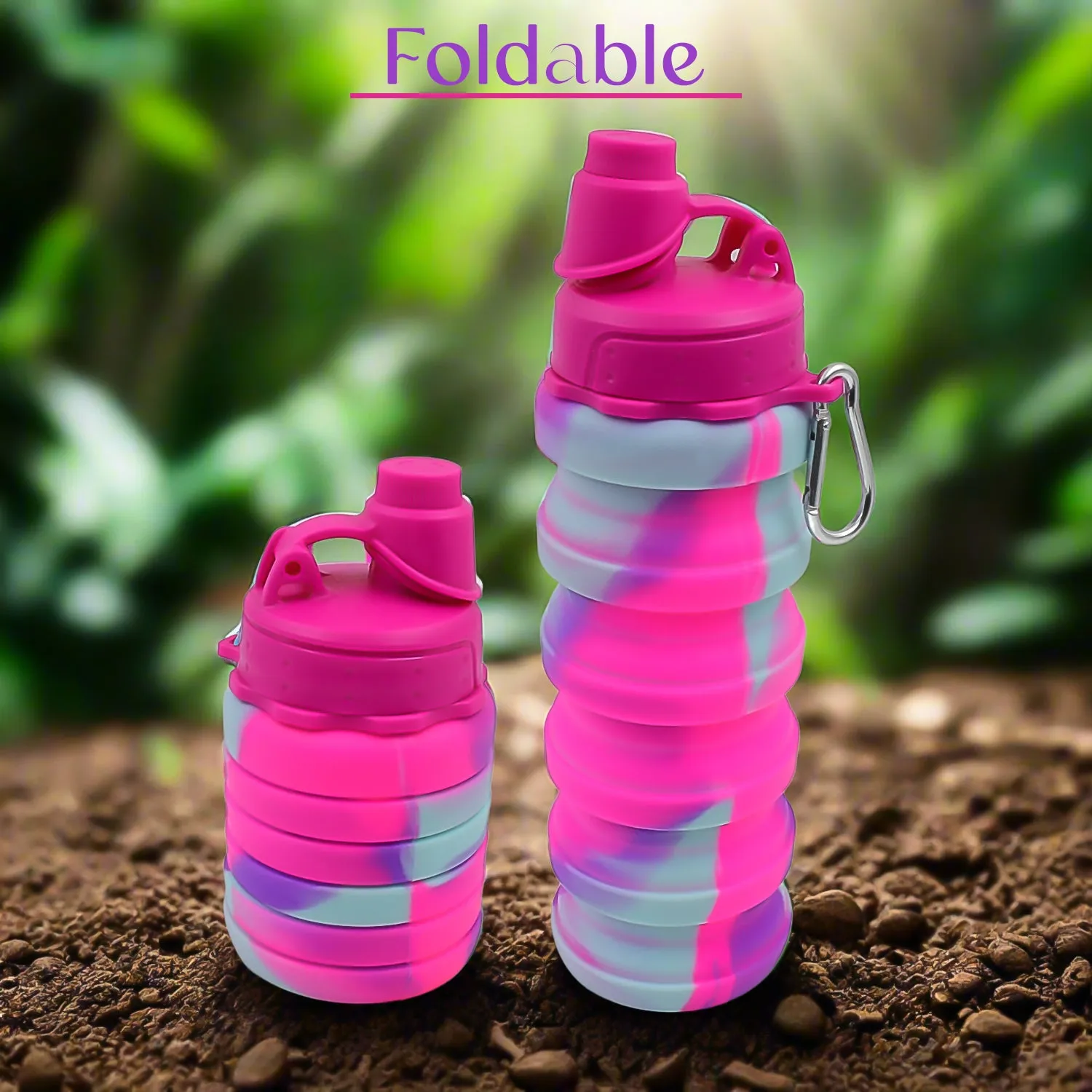 Silicone Foldable Water Bottle (500ml, 24cm Foldable)
