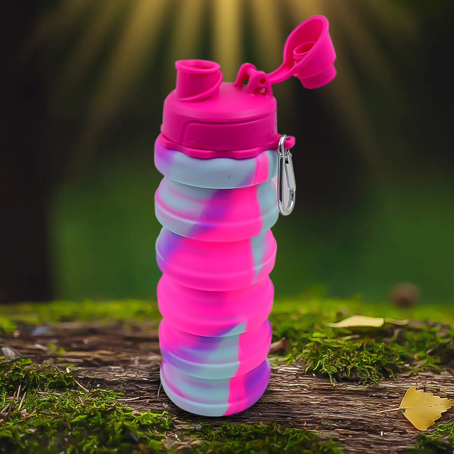 Silicone Foldable Water Bottle (500ml, 24cm Foldable)
