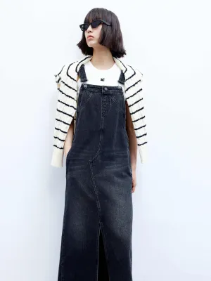 Slit Details Denim Dress