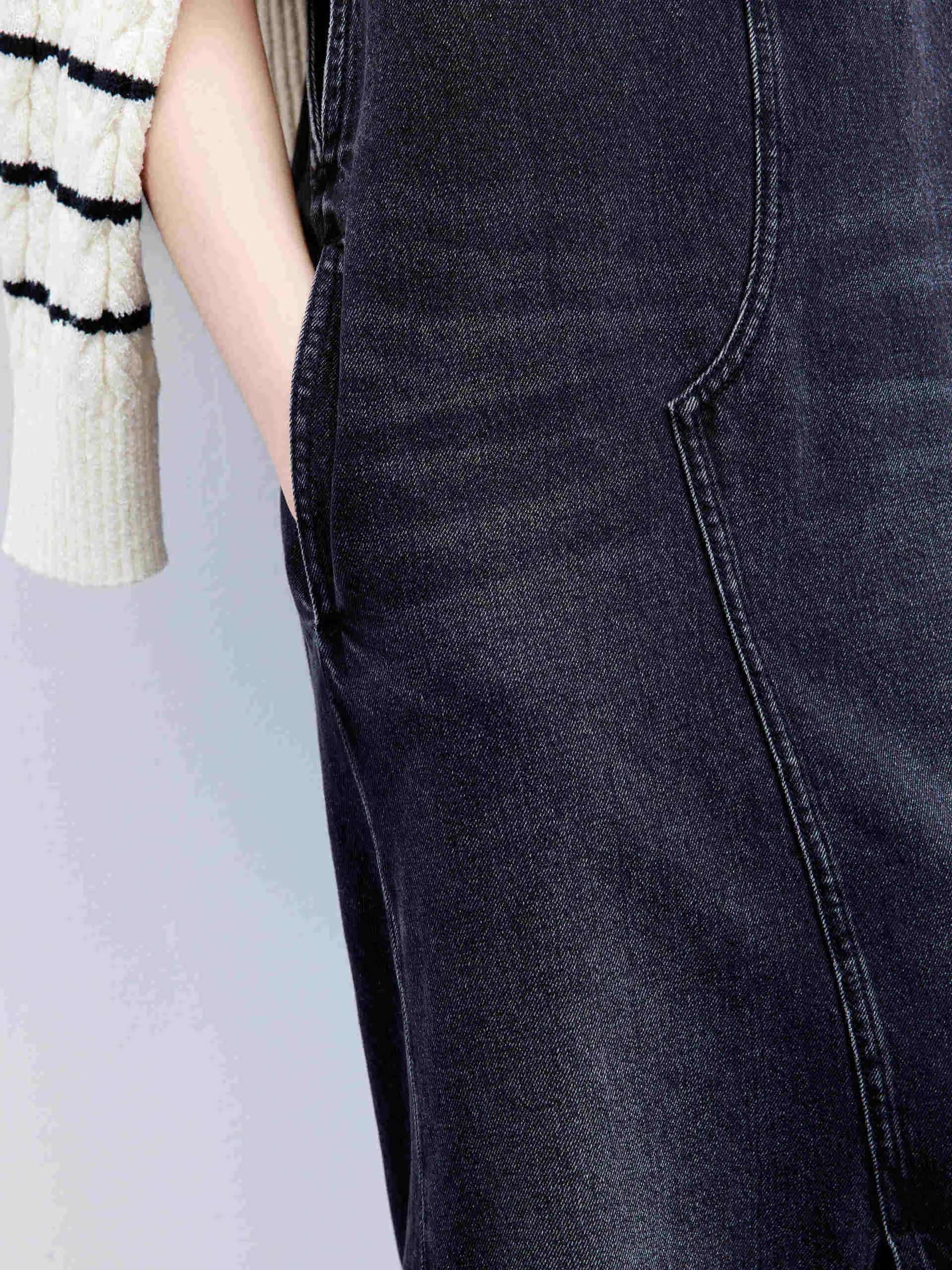 Slit Details Denim Dress