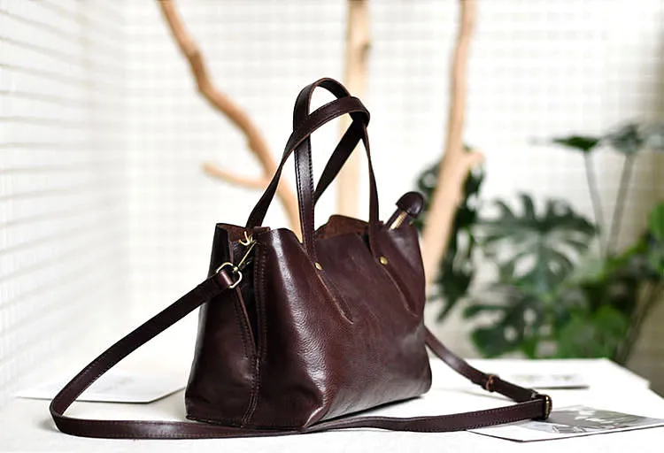 Small Womens Casual Black Shoulder Handbag Genuine Leather Tote Bags