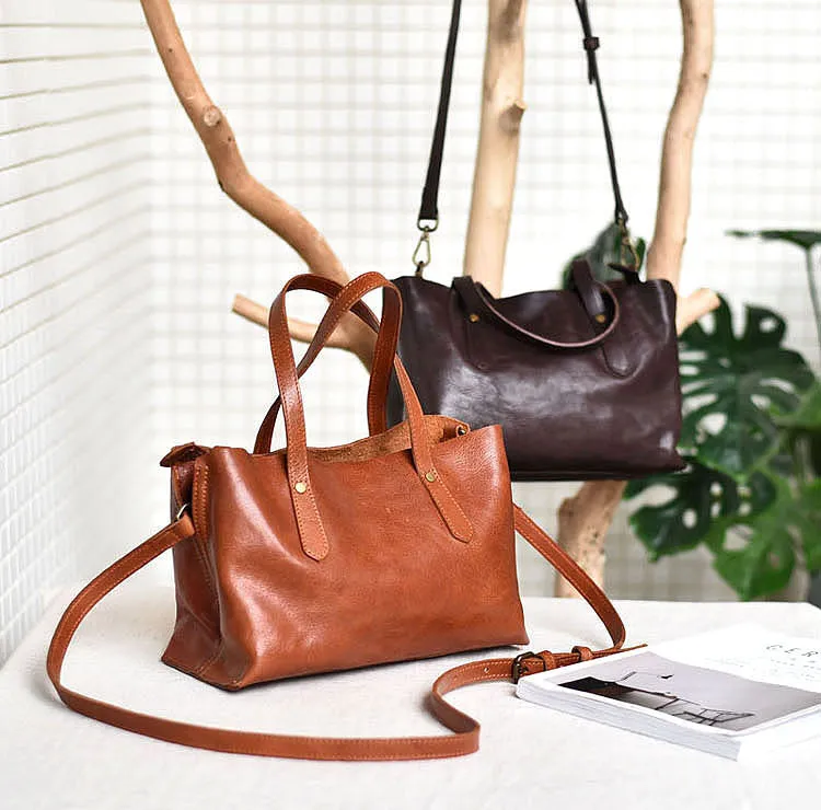 Small Womens Casual Black Shoulder Handbag Genuine Leather Tote Bags