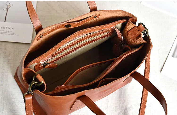 Small Womens Casual Black Shoulder Handbag Genuine Leather Tote Bags
