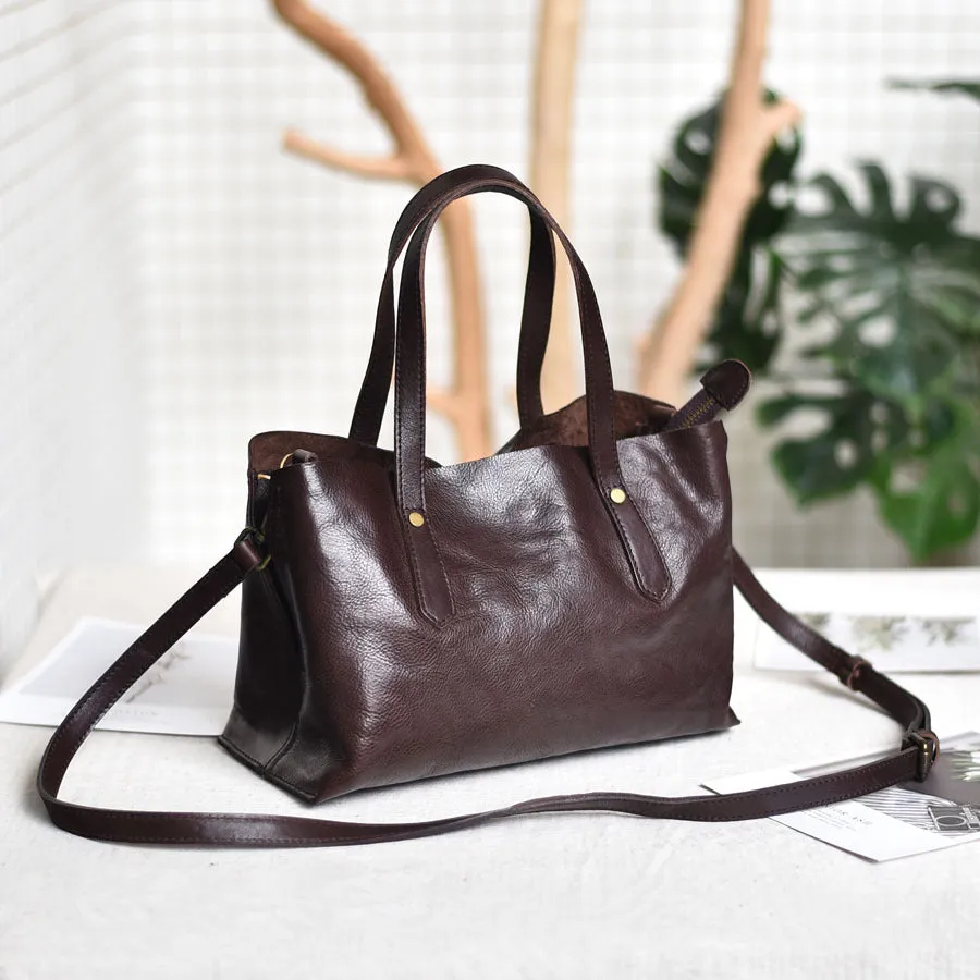 Small Womens Casual Black Shoulder Handbag Genuine Leather Tote Bags