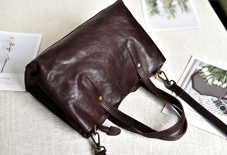 Small Womens Casual Black Shoulder Handbag Genuine Leather Tote Bags