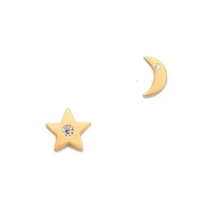 Star And Moon Studs