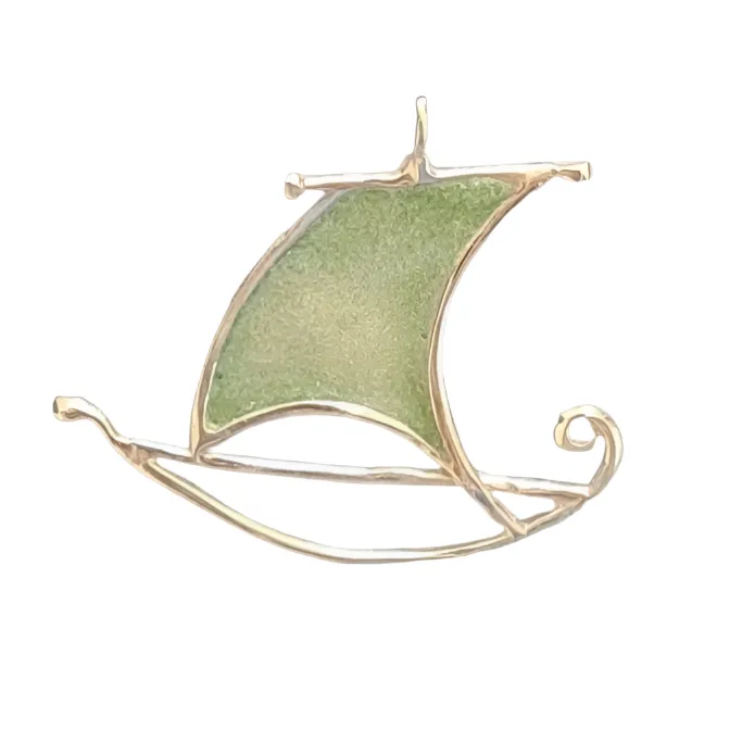 Sterling silver charm on Plexiglas - Sailboat charm