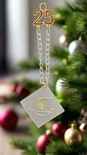 Sterling silver charm on Plexiglas - Sailboat charm