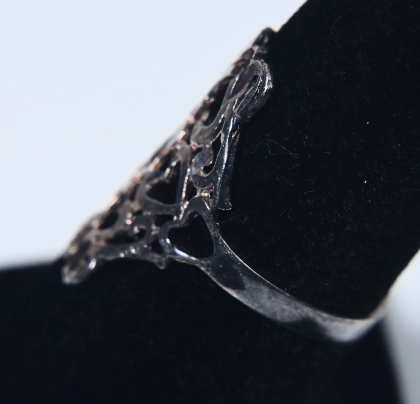 Sterling Silver Pierced Hearts Design Ring - Size 7