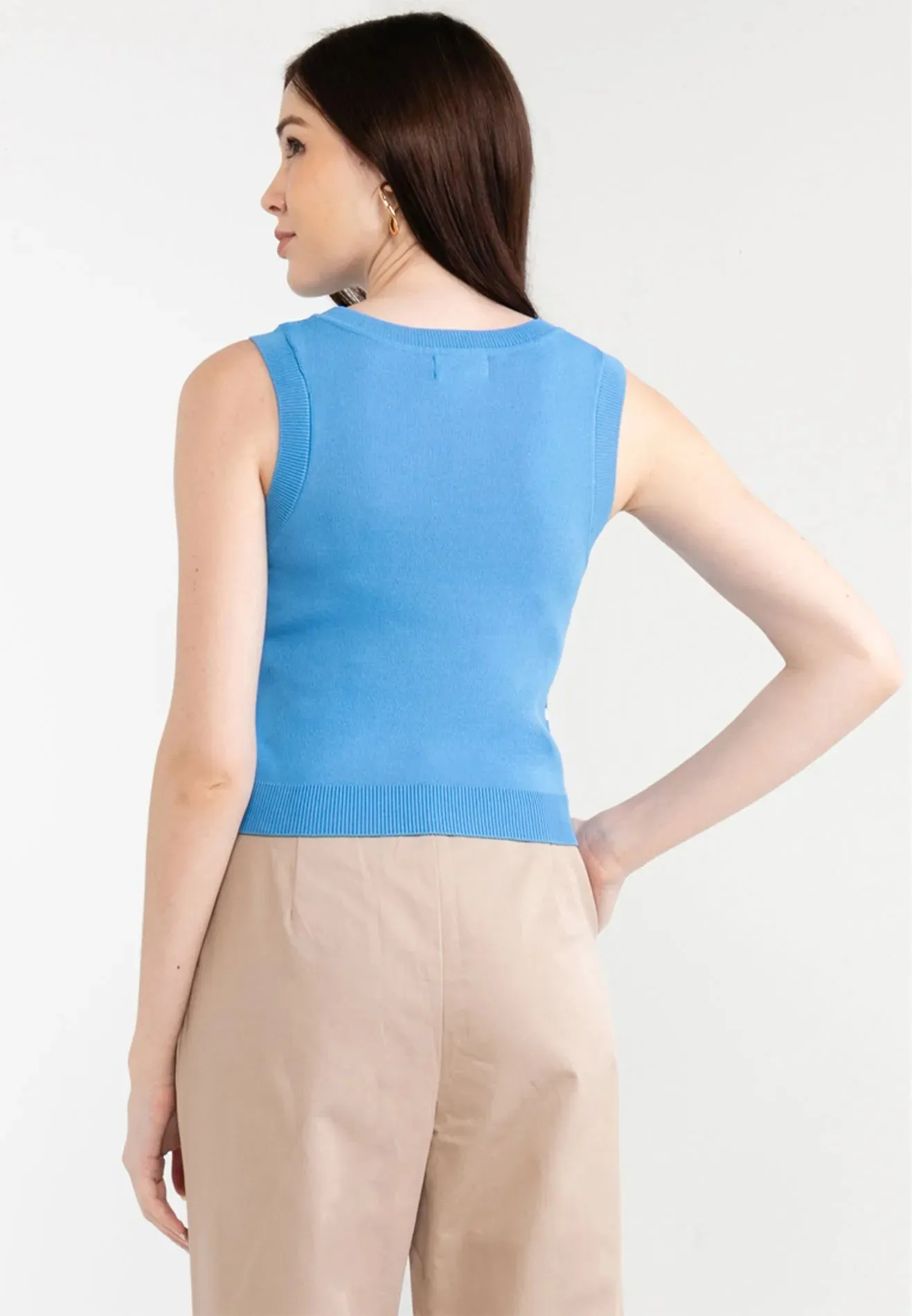 Striped Hem Details Knitted Top