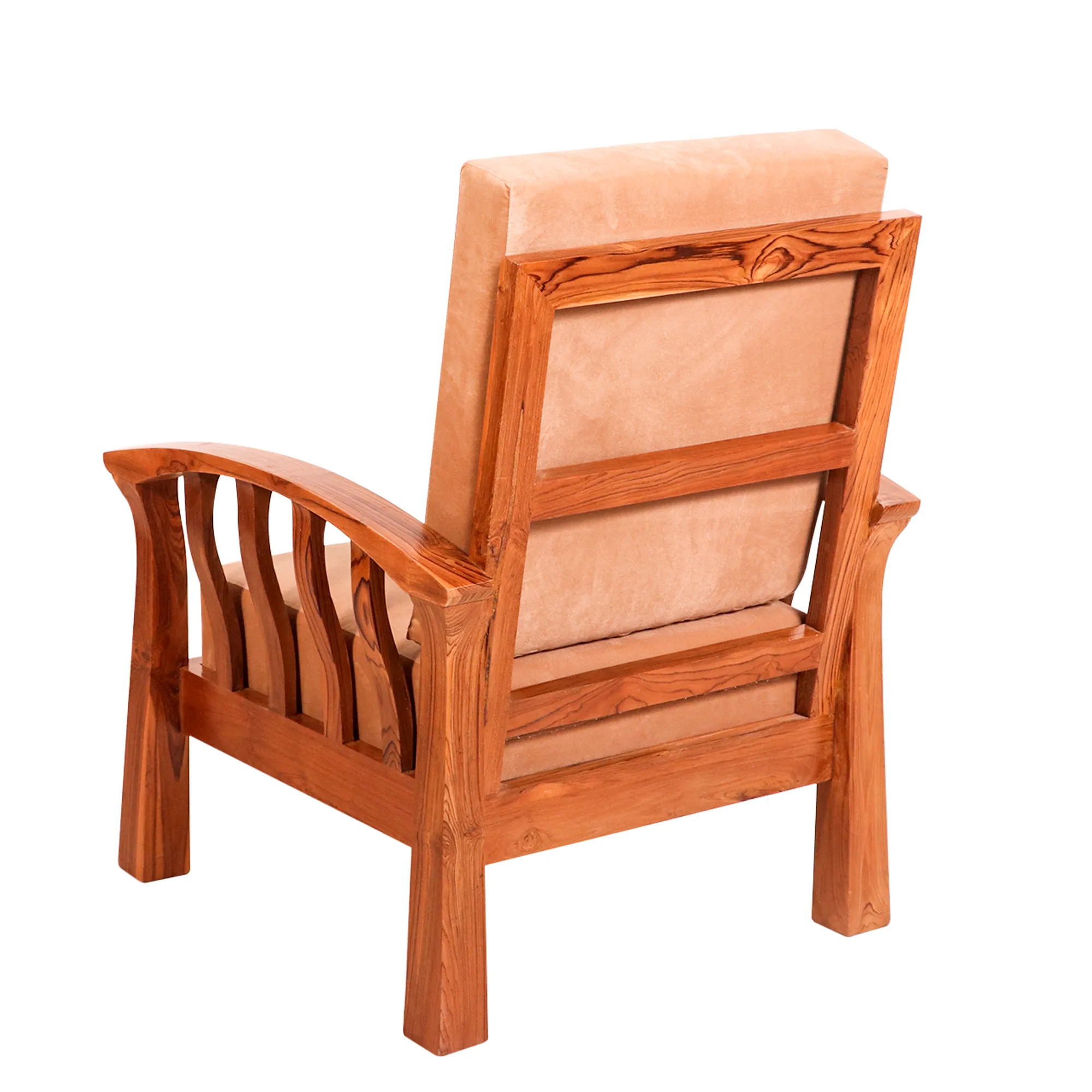 Teak wood curved strip design 3 1 1 Seater Sofa