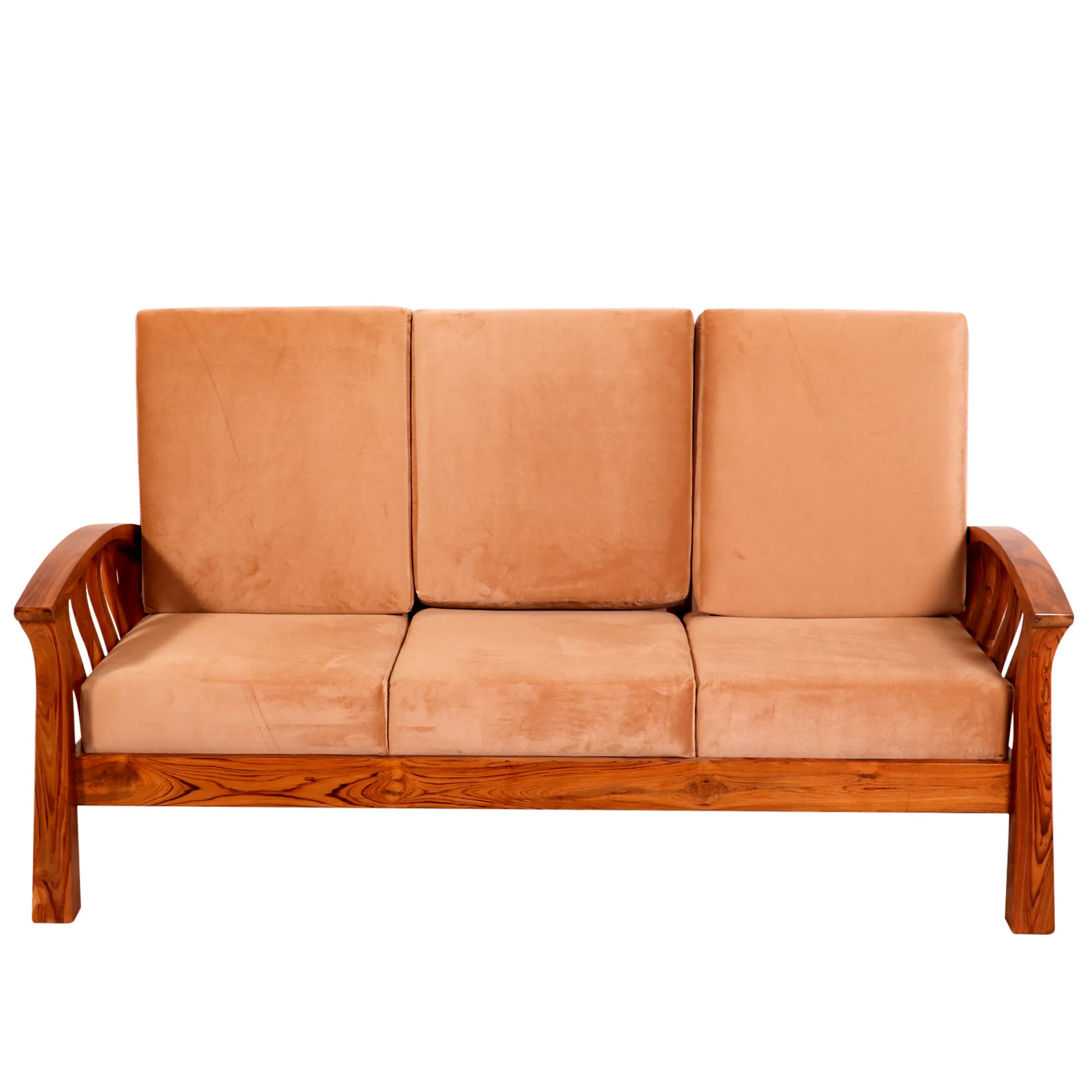 Teak wood curved strip design 3 1 1 Seater Sofa