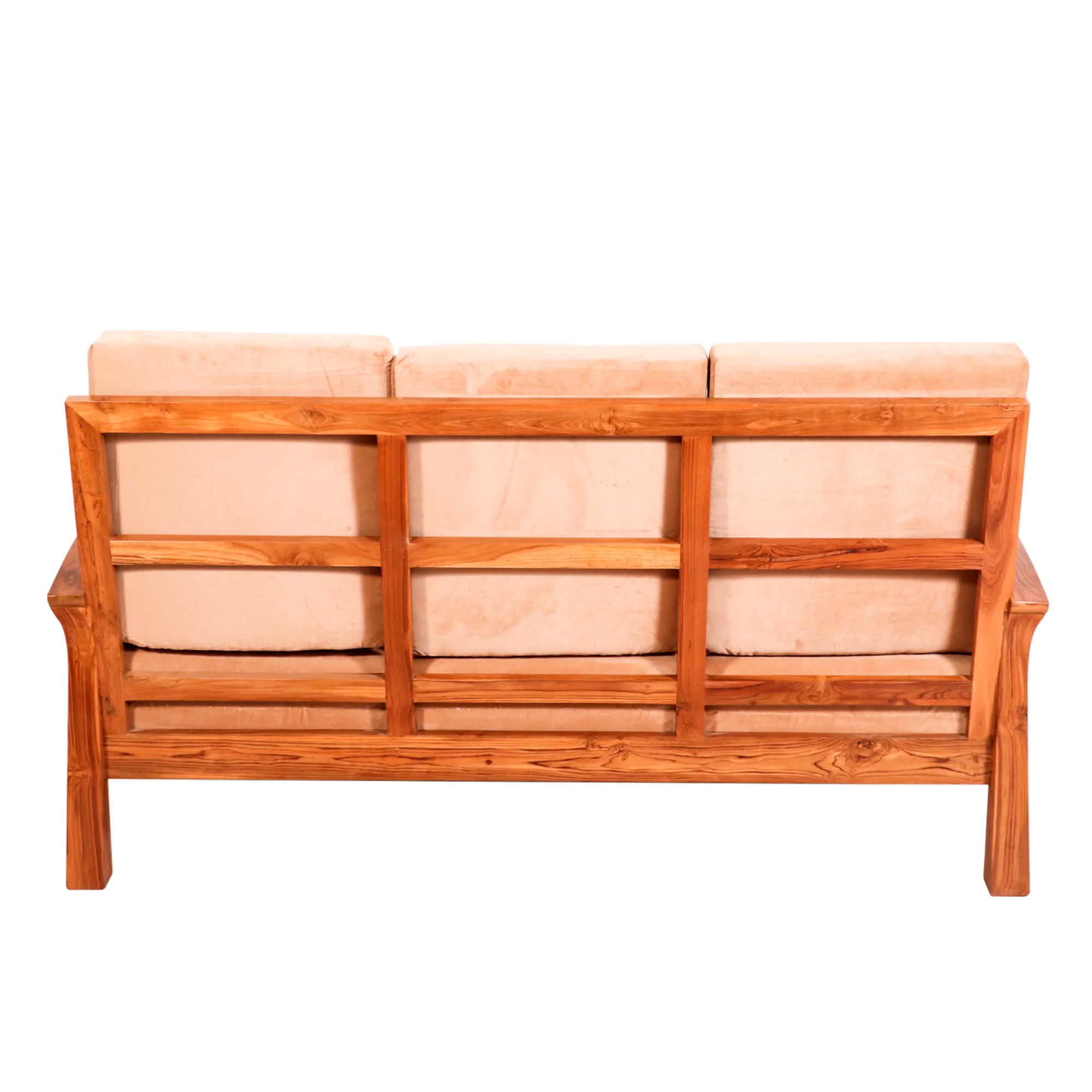 Teak wood curved strip design 3 1 1 Seater Sofa