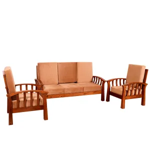 Teak wood curved strip design 3 1 1 Seater Sofa