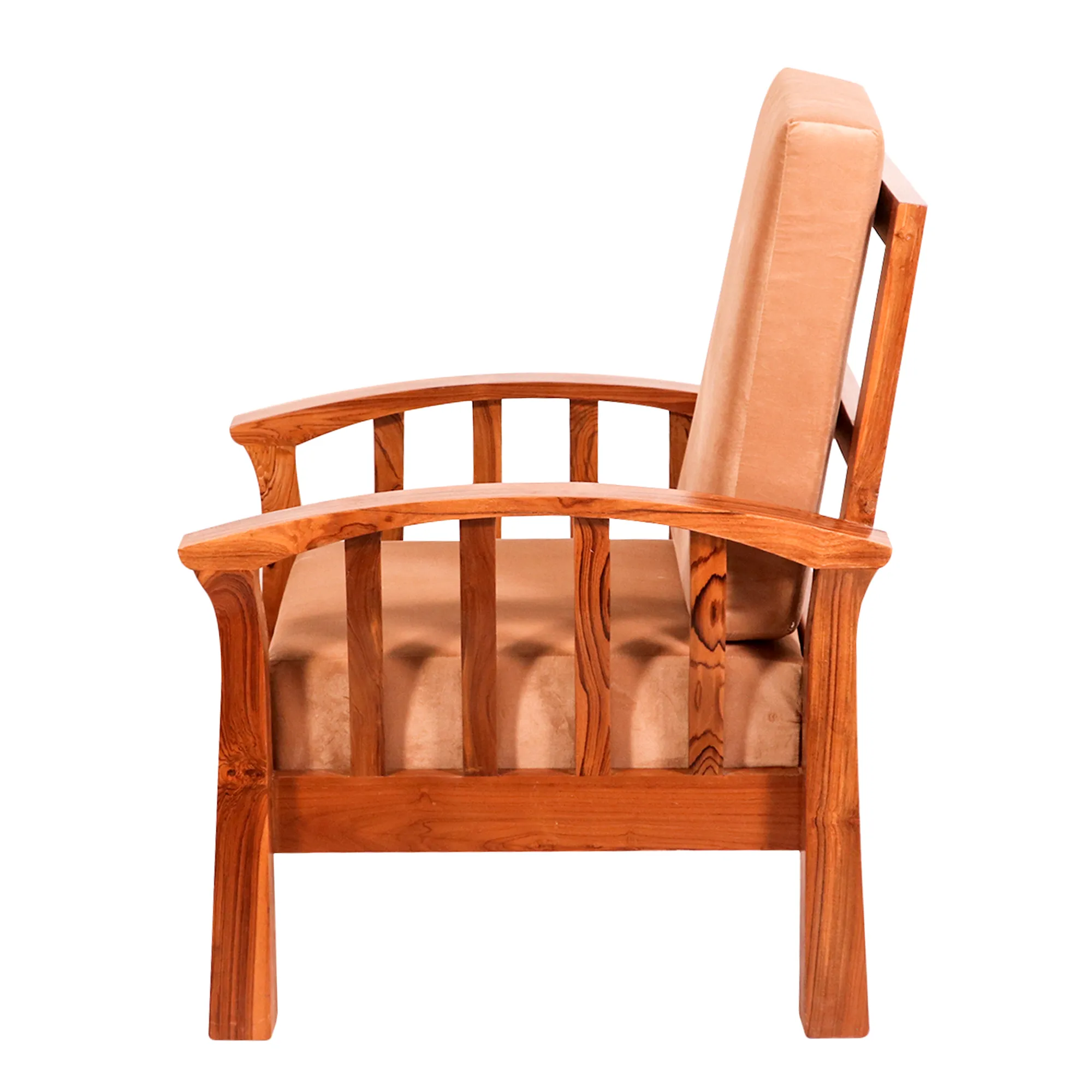 Teak wood curved strip design 3 1 1 Seater Sofa