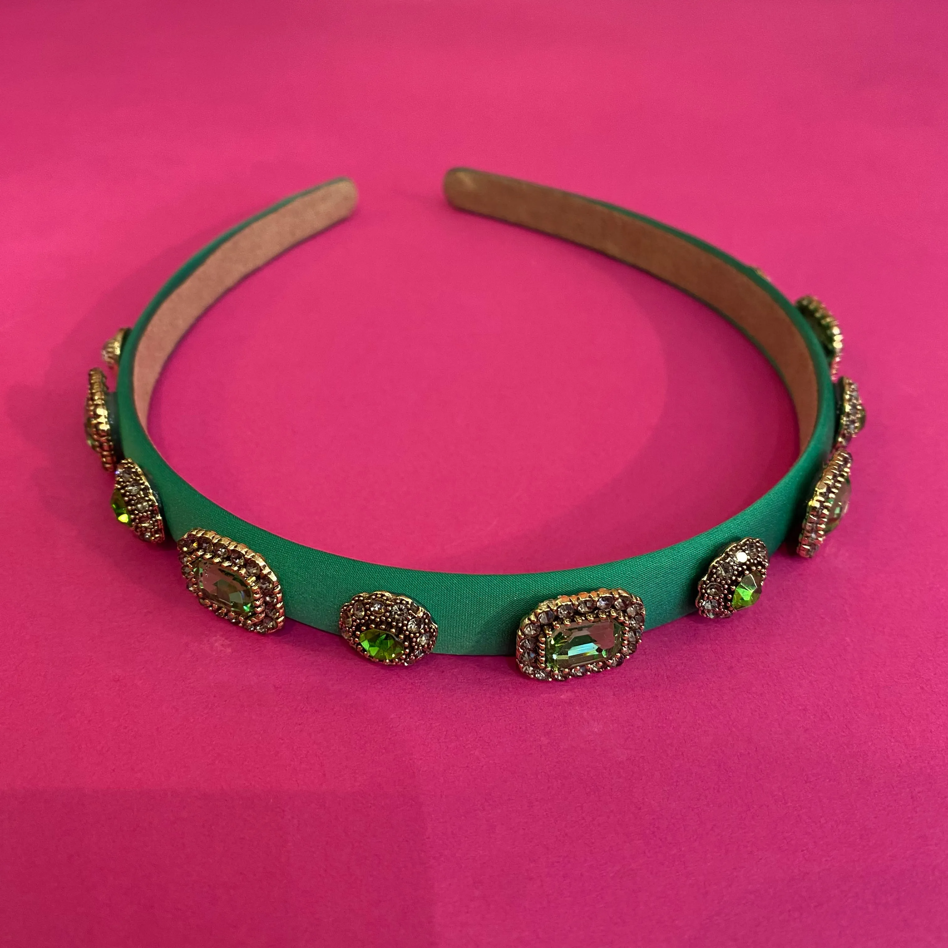 Thin Satin Hairband - Green