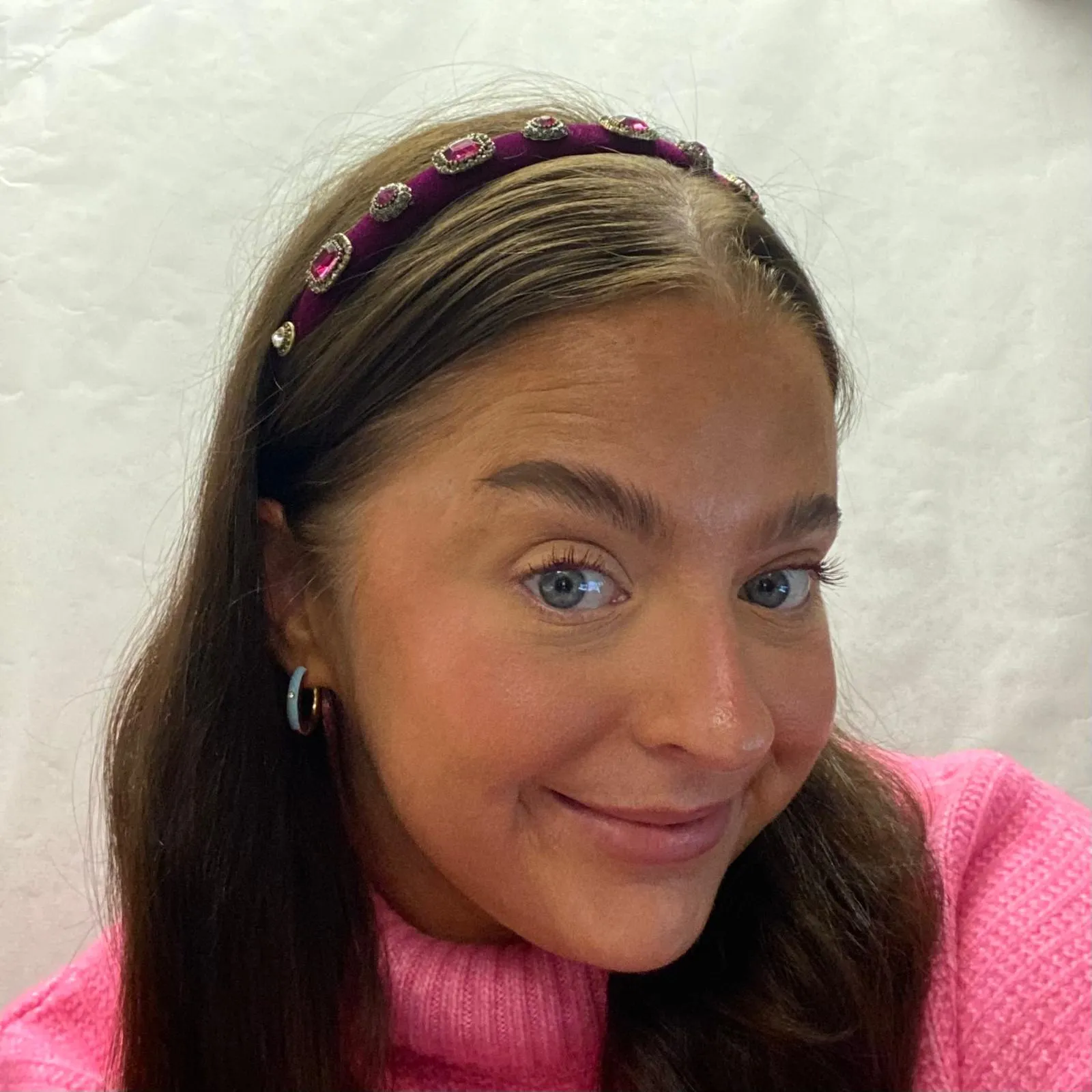 Thin Velvet Hairband - Cherry