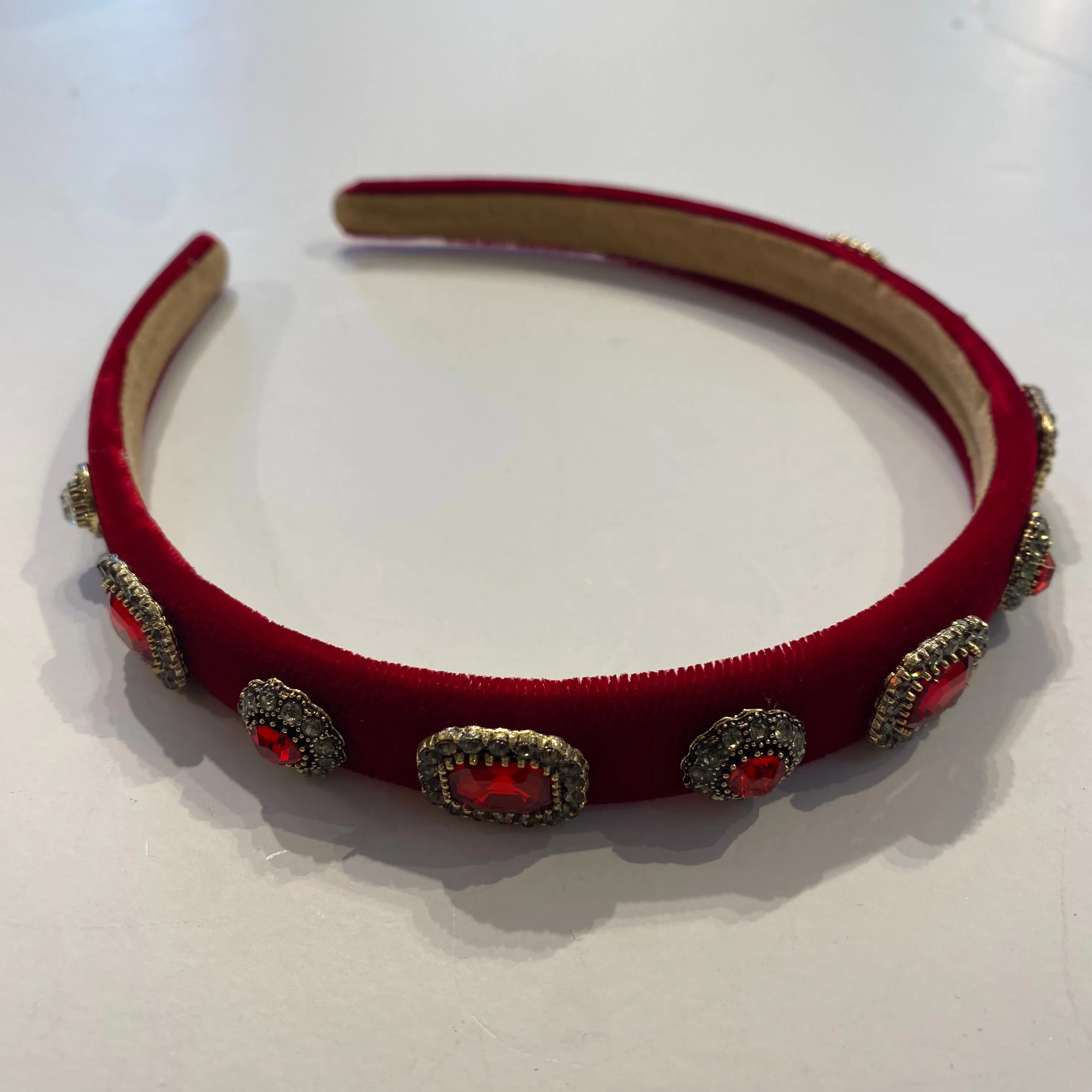 Thin Velvet Hairband - Red
