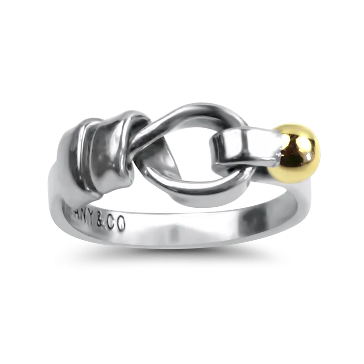 Tiffany & Co. Estate Sterling Silver & 18K Yellow Gold Hook/Eye Ring