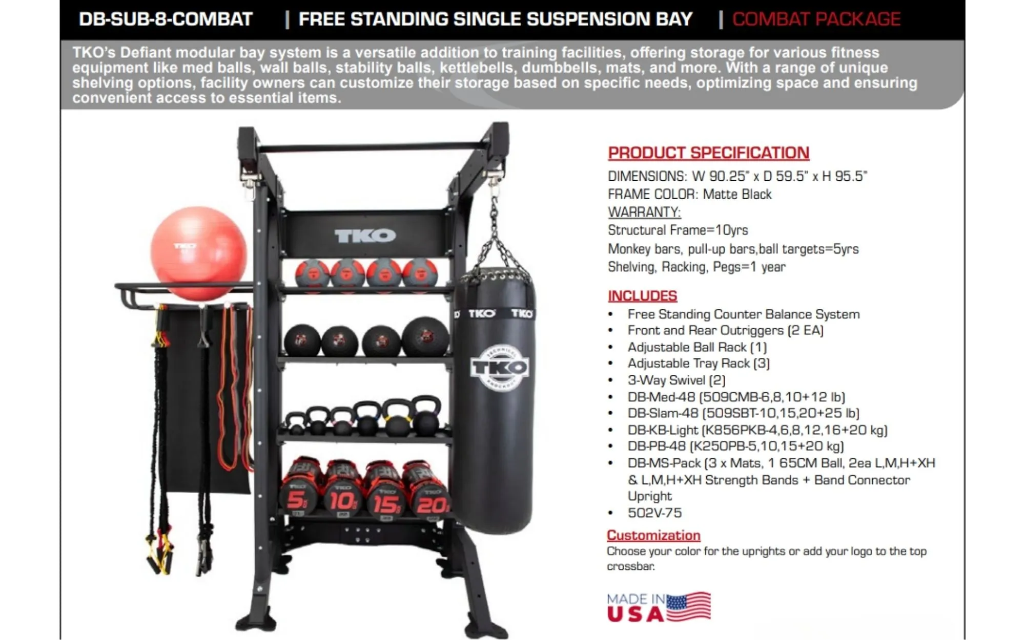 TKO 48" Freestanding Bay Combat Package DB-SUB-8-COMBAT