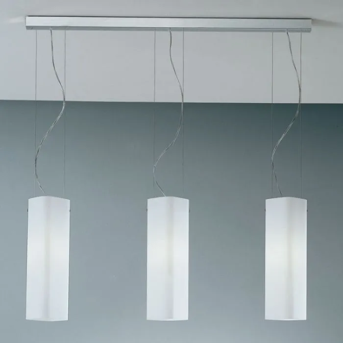 Triple White Murano Glass Kitchen Island Light