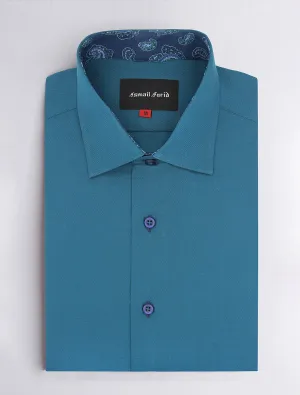 Turquoise Oxford Shirt with paisley details