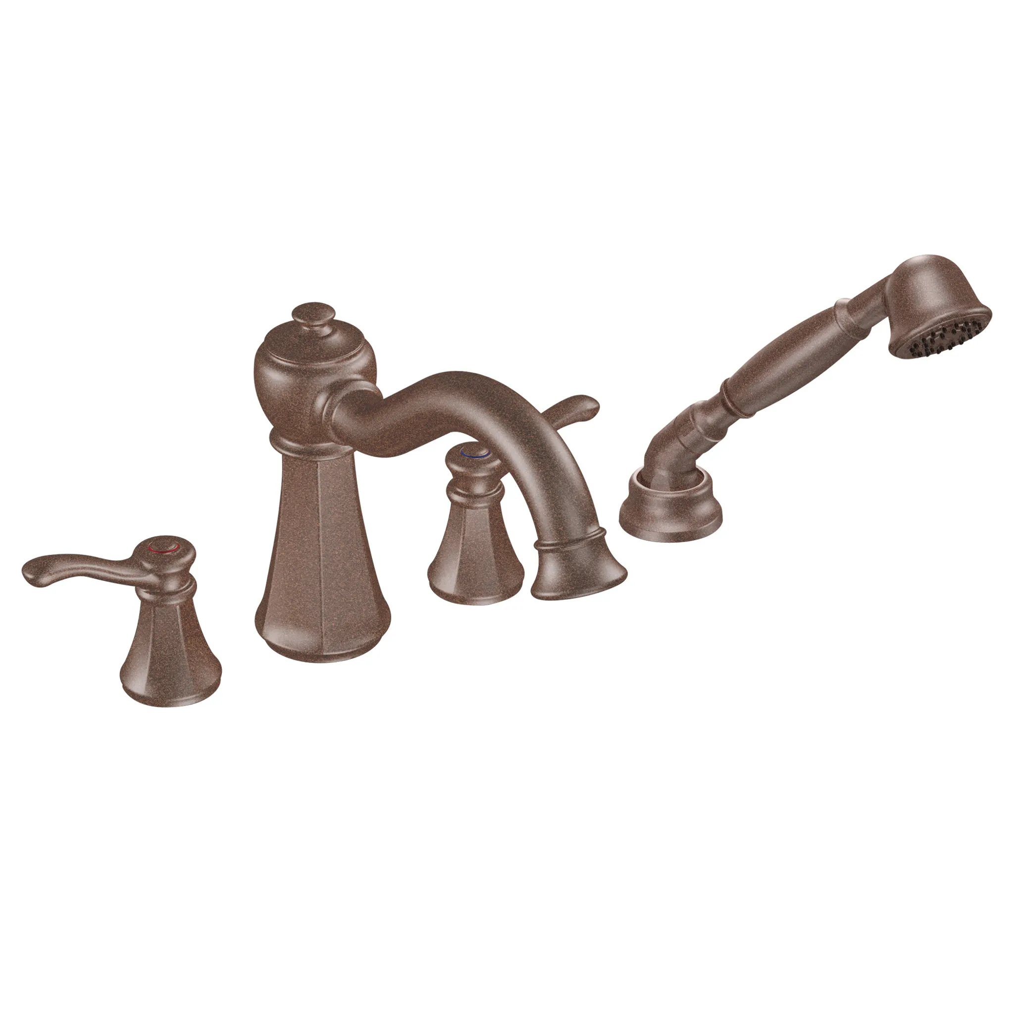 Vestige Chrome two-handle high arc roman tub faucet includes hand shower