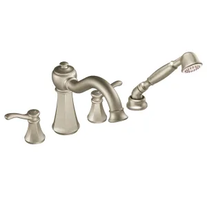 Vestige Chrome two-handle high arc roman tub faucet includes hand shower