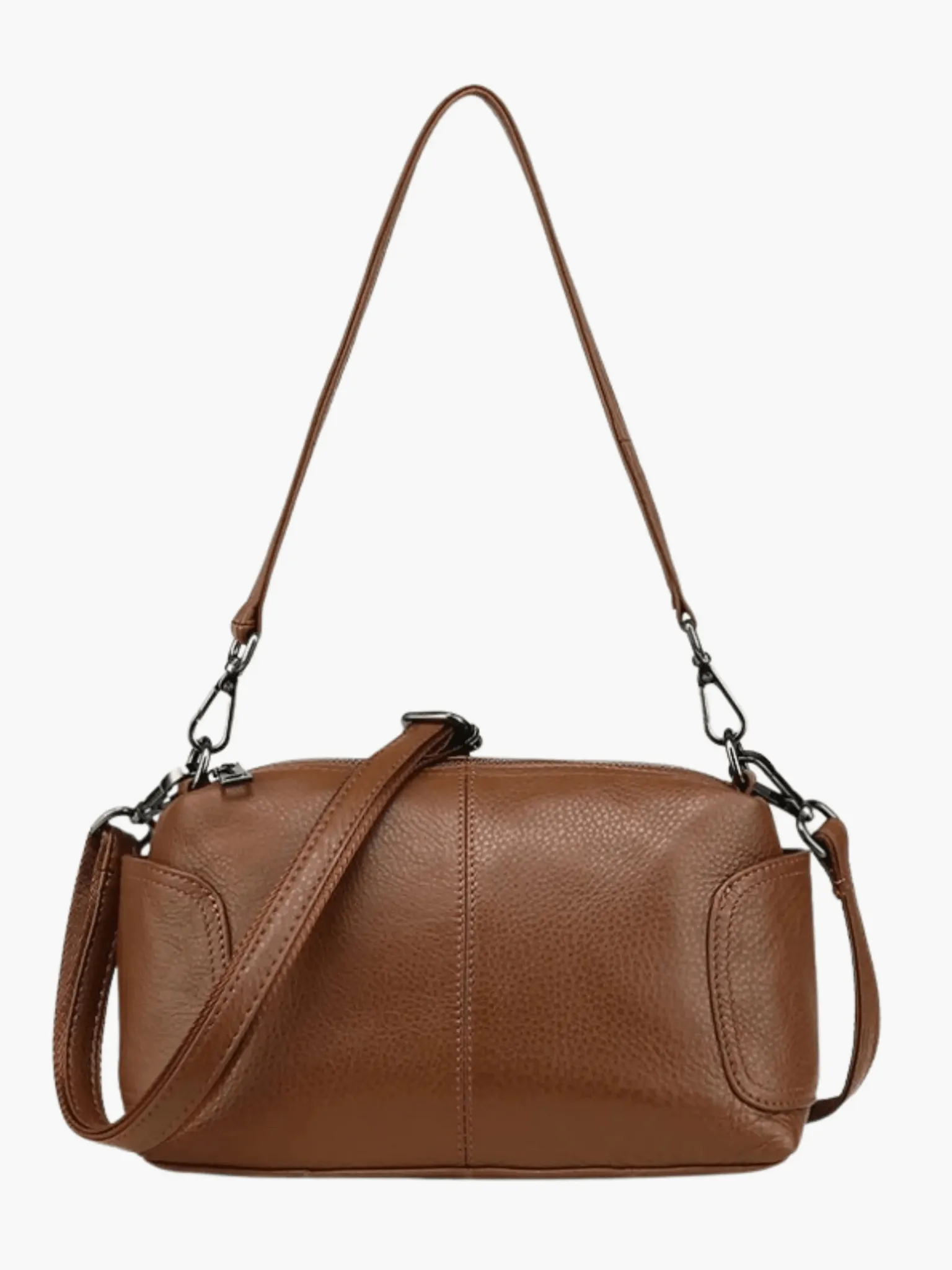 Vianne |  Classic Brown Leather Shoulder Bag