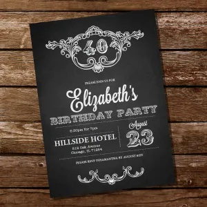Vintage Chalkboard Birthday Invitation | Chalkboard Invite Template