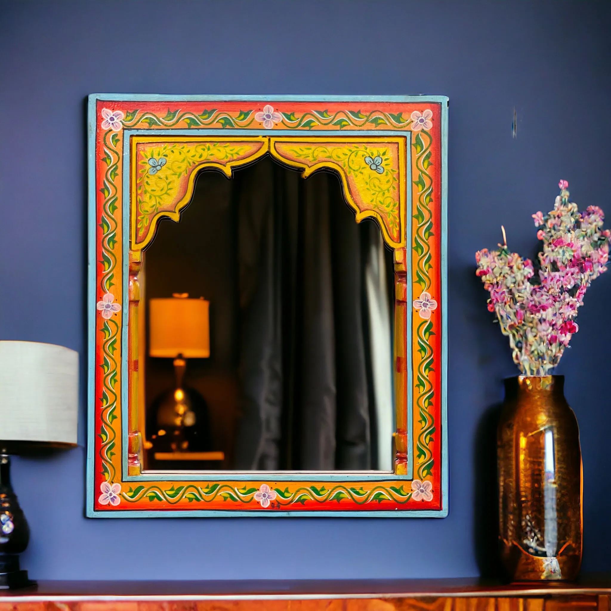 Vintage Charm: Handpainted Mirror (35x40cm)