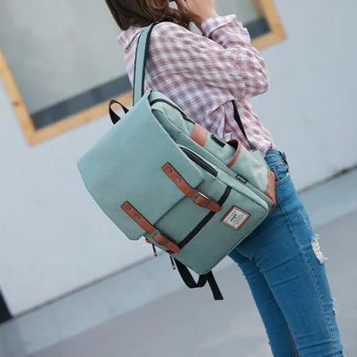 Vintage Laptop Backpack College Bag with USB Port