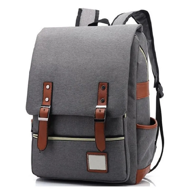 Vintage Laptop Backpack College Bag with USB Port
