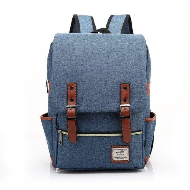 Vintage Laptop Backpack College Bag with USB Port
