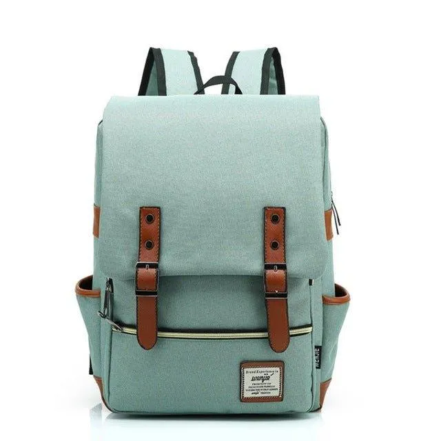 Vintage Laptop Backpack College Bag with USB Port