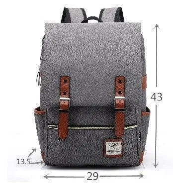 Vintage Laptop Backpack College Bag with USB Port