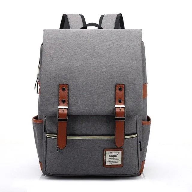 Vintage Laptop Backpack College Bag with USB Port