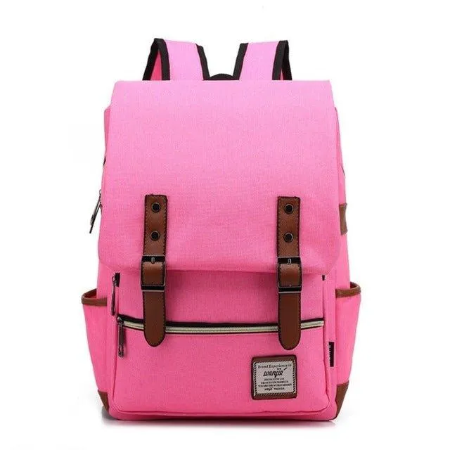 Vintage Laptop Backpack College Bag with USB Port
