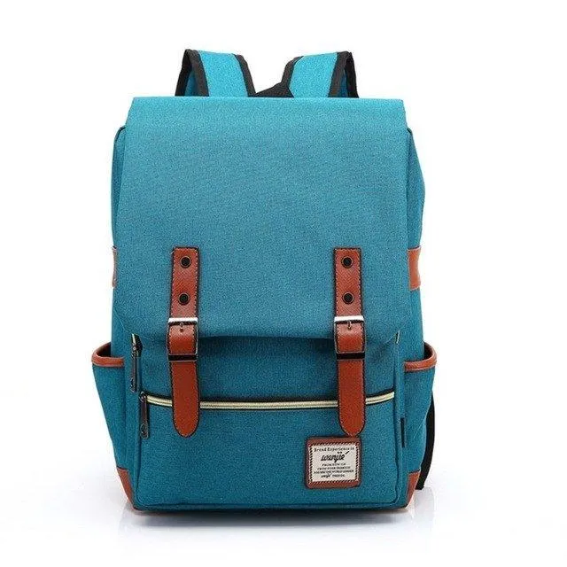 Vintage Laptop Backpack College Bag with USB Port
