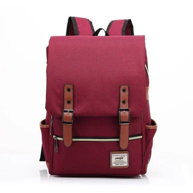 Vintage Laptop Backpack College Bag with USB Port