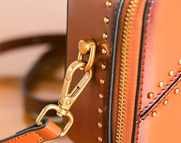 Vintage Leather Cube Bag Womens Crossbody Bags Shoulder Bag for Women