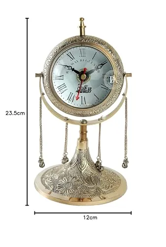 Vintage Look Brass Table Clock with Ankle Bells |Brass Nautical Desk Clock & Shelf Clock