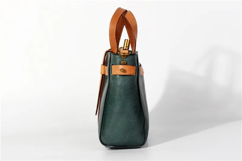 Vintage Womens Genuine Leather Crossbody Tote Handbags For Women