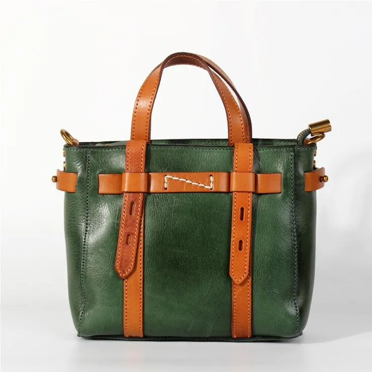 Vintage Womens Genuine Leather Crossbody Tote Handbags For Women