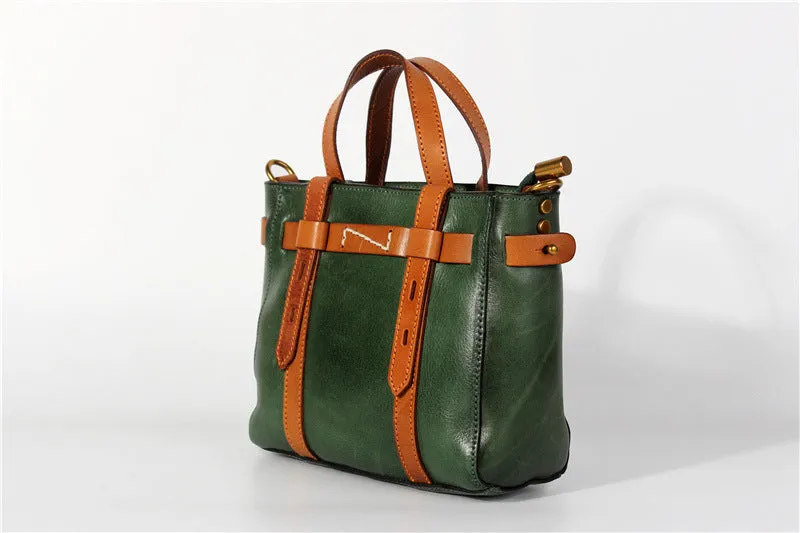 Vintage Womens Genuine Leather Crossbody Tote Handbags For Women