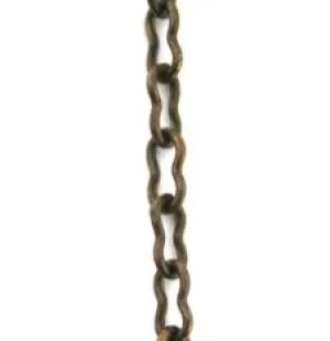 Vintaj- 4.1x7.2mm Flat Ornate open link, Chain - Natural Brass