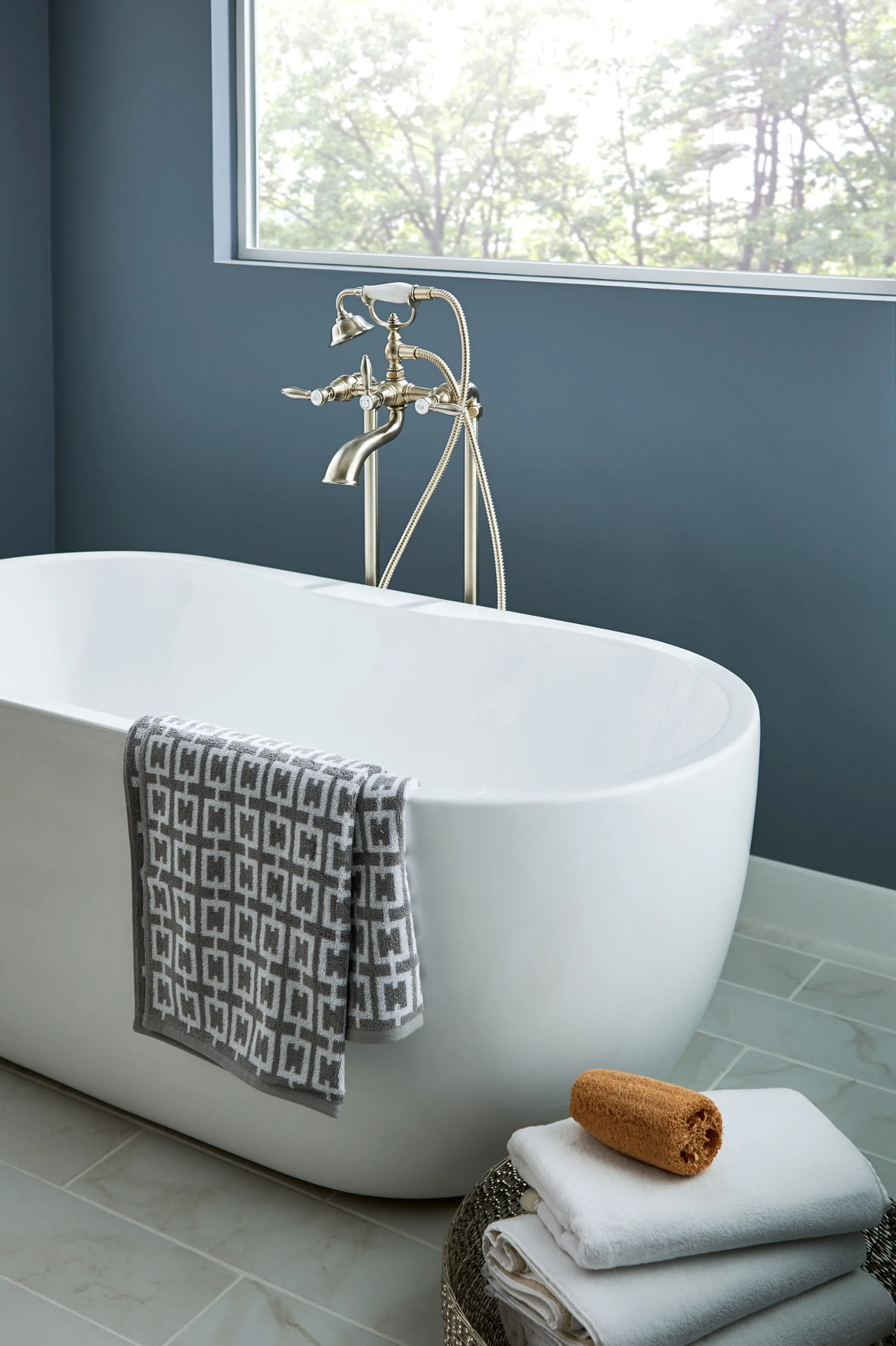 Weymouth Two-Handle Tub Filler including Handheld Shower