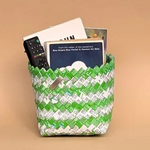 White Green Large Basketry Deco Storage (BDSL1224-004) PS_W