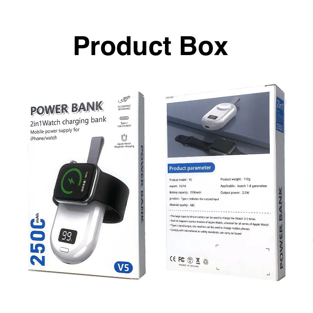 Wireless Charging Power Bank for Apple Watch with Magnetic Suction, Portable and Fast Charging