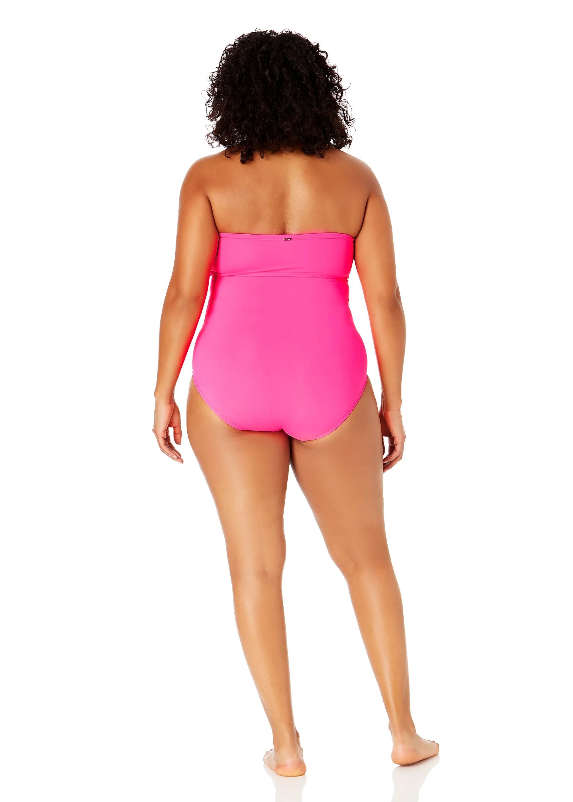 Women's Plus Size Live In Color Twist Front Shirred One Piece Swimsuit